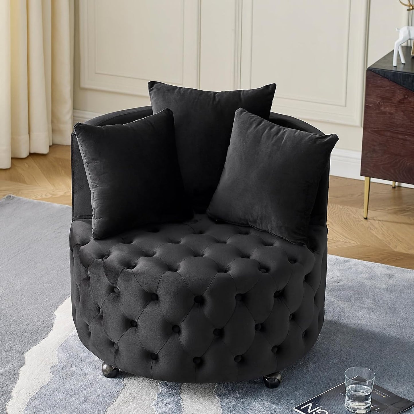 GNIXUU Modern Velvet Swivel Chair