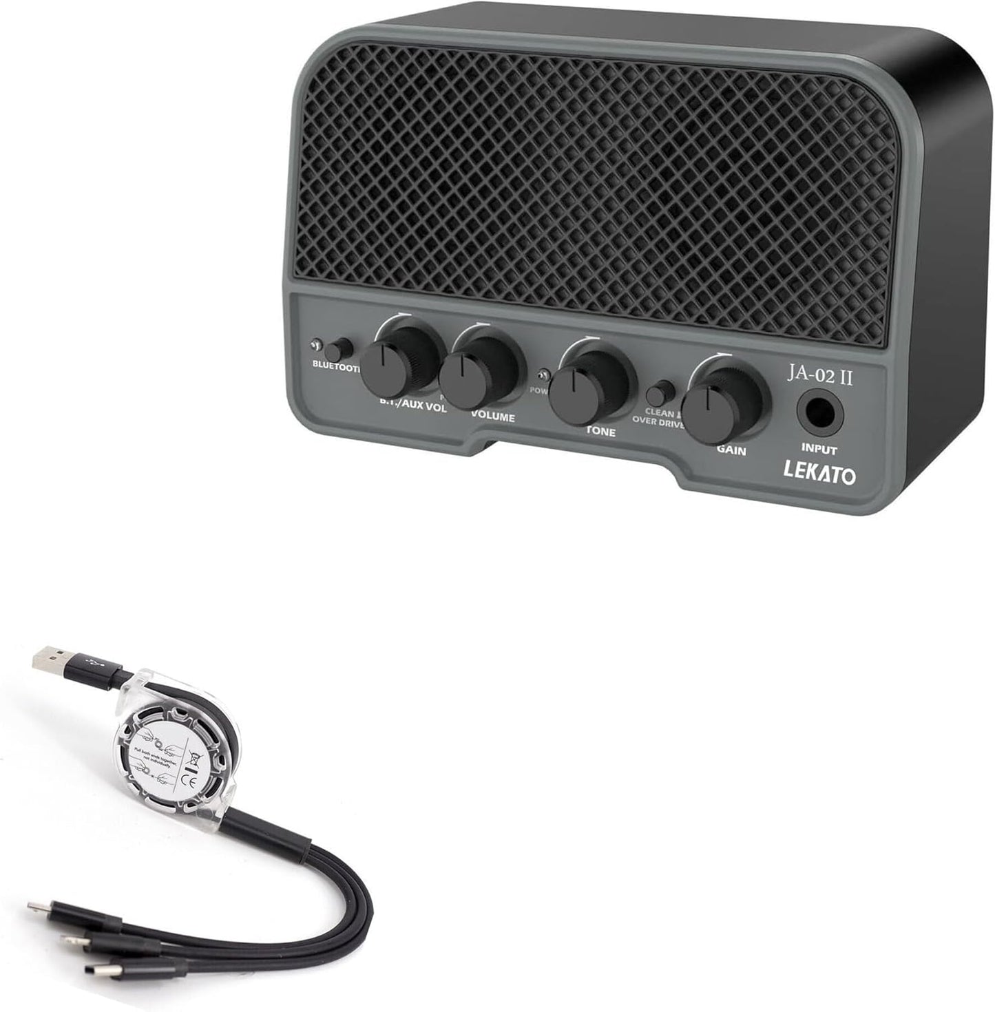 Retractable USB Cable for LEKATO Amp - Jet Black