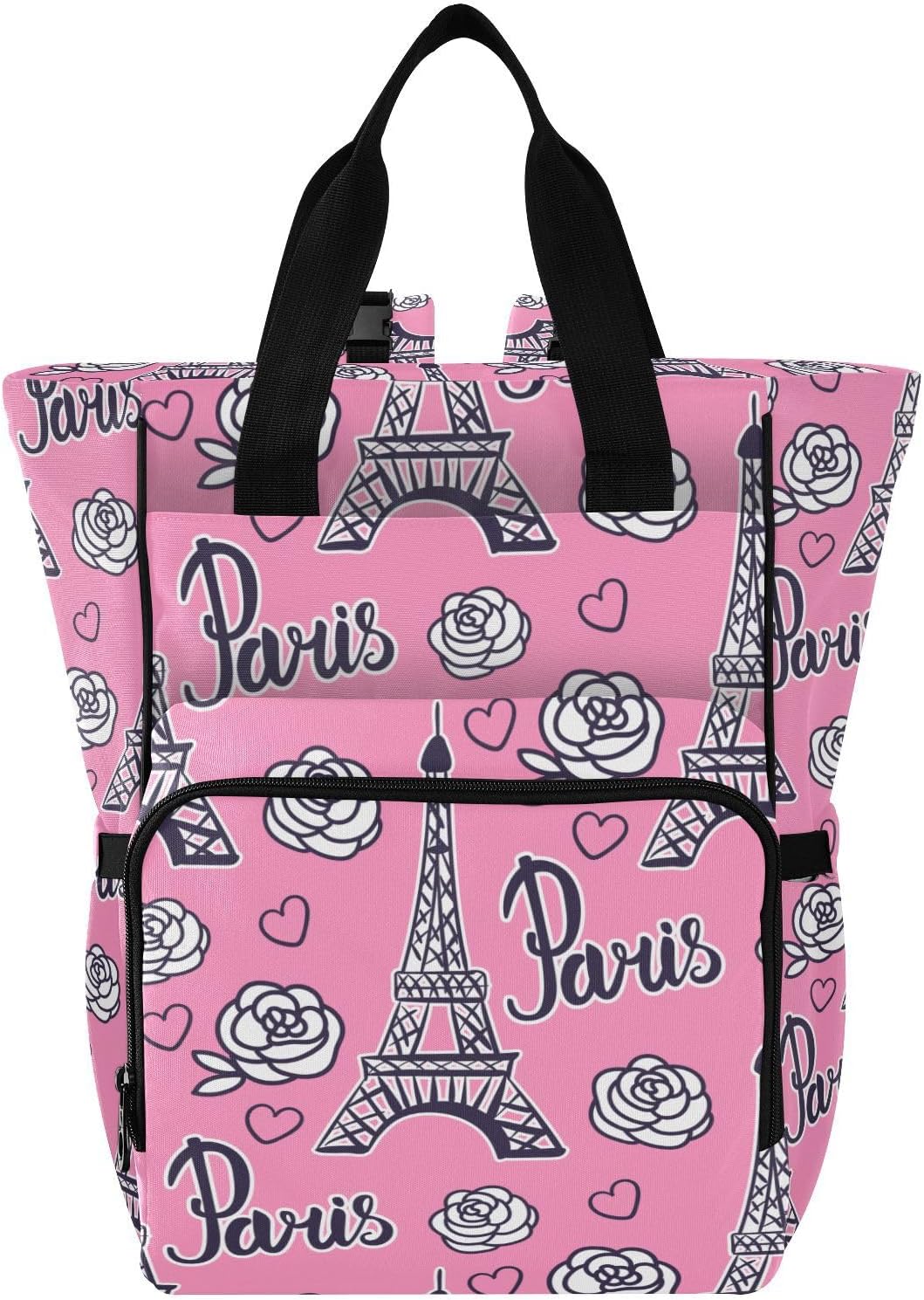 SPRIPORT Paris Pink Diaper Backpack - Stylish & Functional