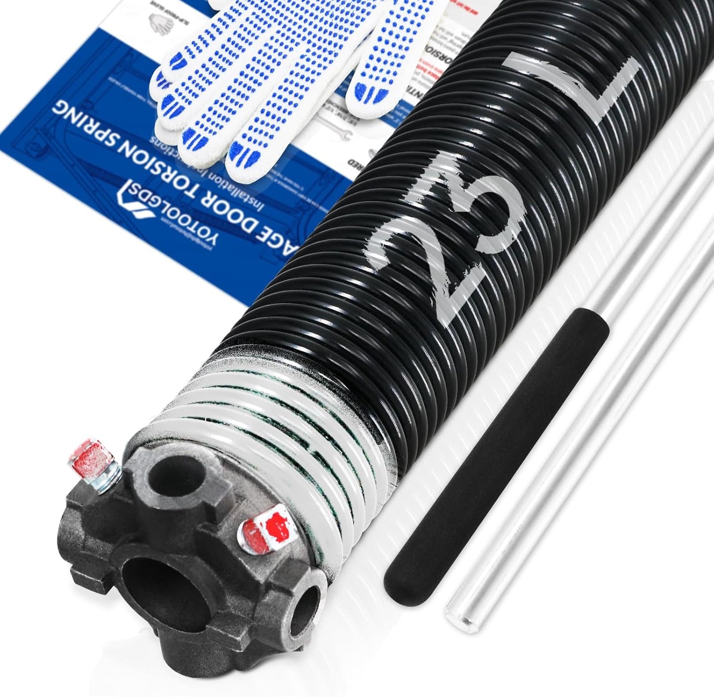 Left Hand Wind Garage Door Torsion Spring with Non-Slip Bars