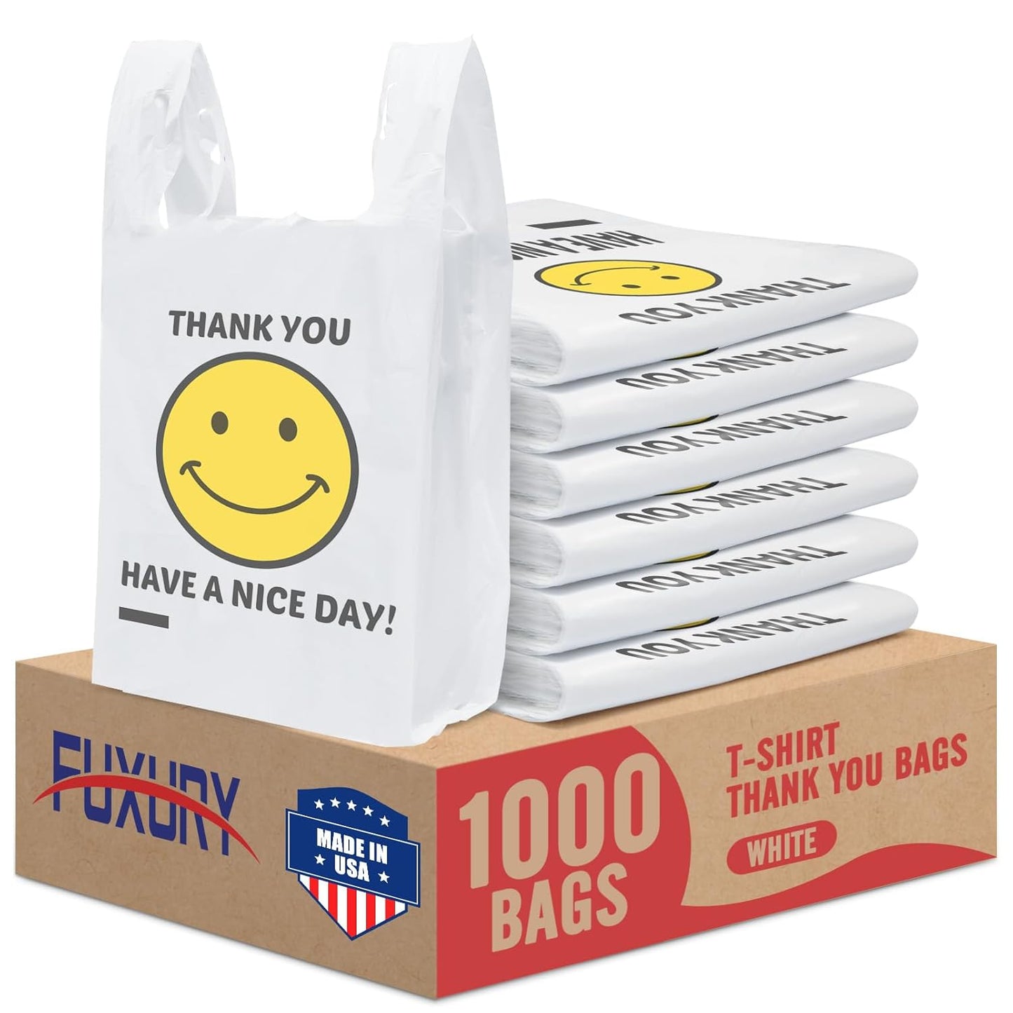 Fuxury 1000 Count Thank You Plastic Bags for Retail Shopping