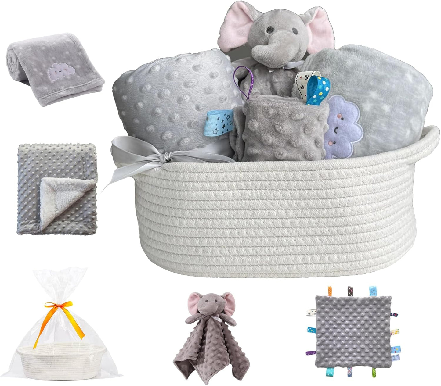 CREVENT Baby Welcome Gift Set Storage Basket with Blankets