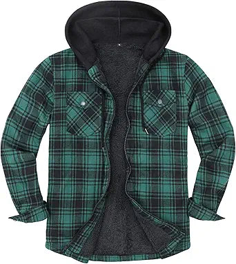 ZENTHACE Men's Sherpa Lined Full Zip Hooded Plaid Shirt Jacket Review