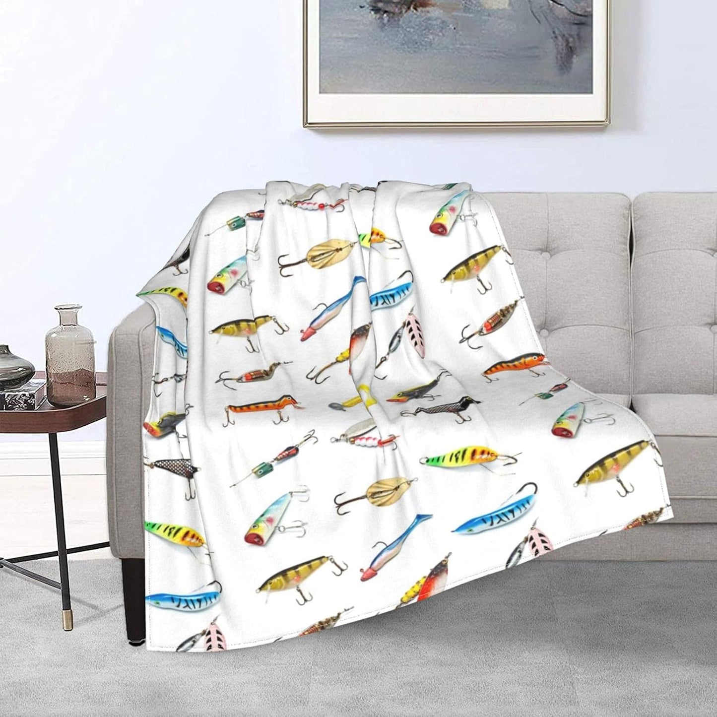 Ultra Soft Fishing Bait Flannel Blanket - Cozy Outdoors Indoors
