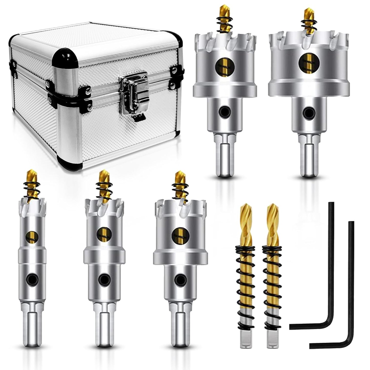 TCT Hole Saw Kit for Hard Metal - 7PCS Tungsten Carbide Set