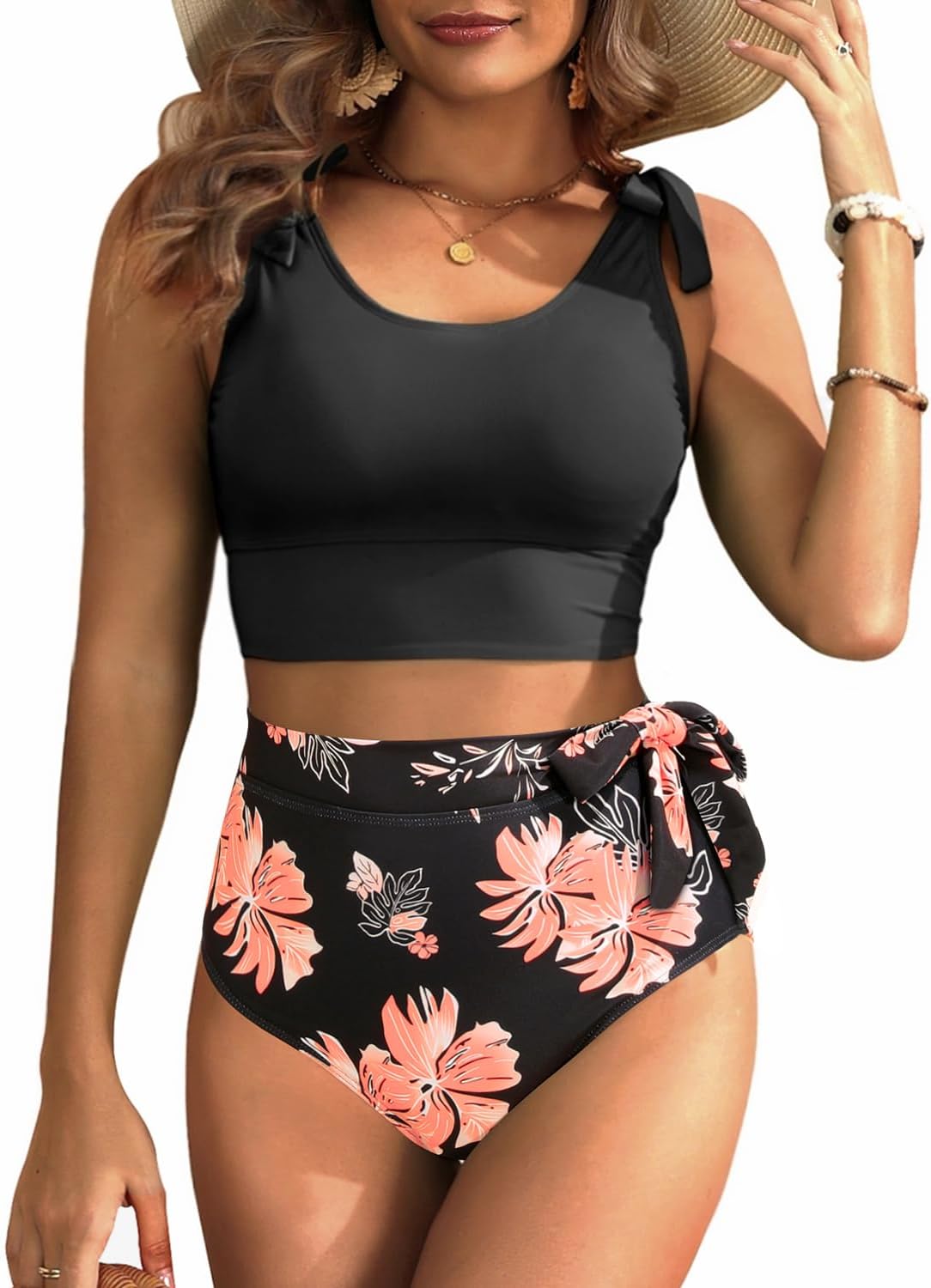 Two Piece High Waisted Swimsuits for Women with Tummy Control