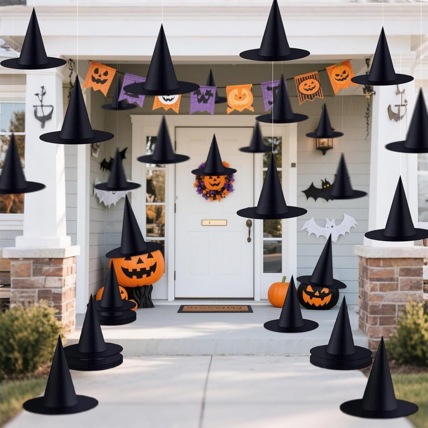 48 Pcs Halloween Witch Hats for Spooky Indoor Outdoor Decor