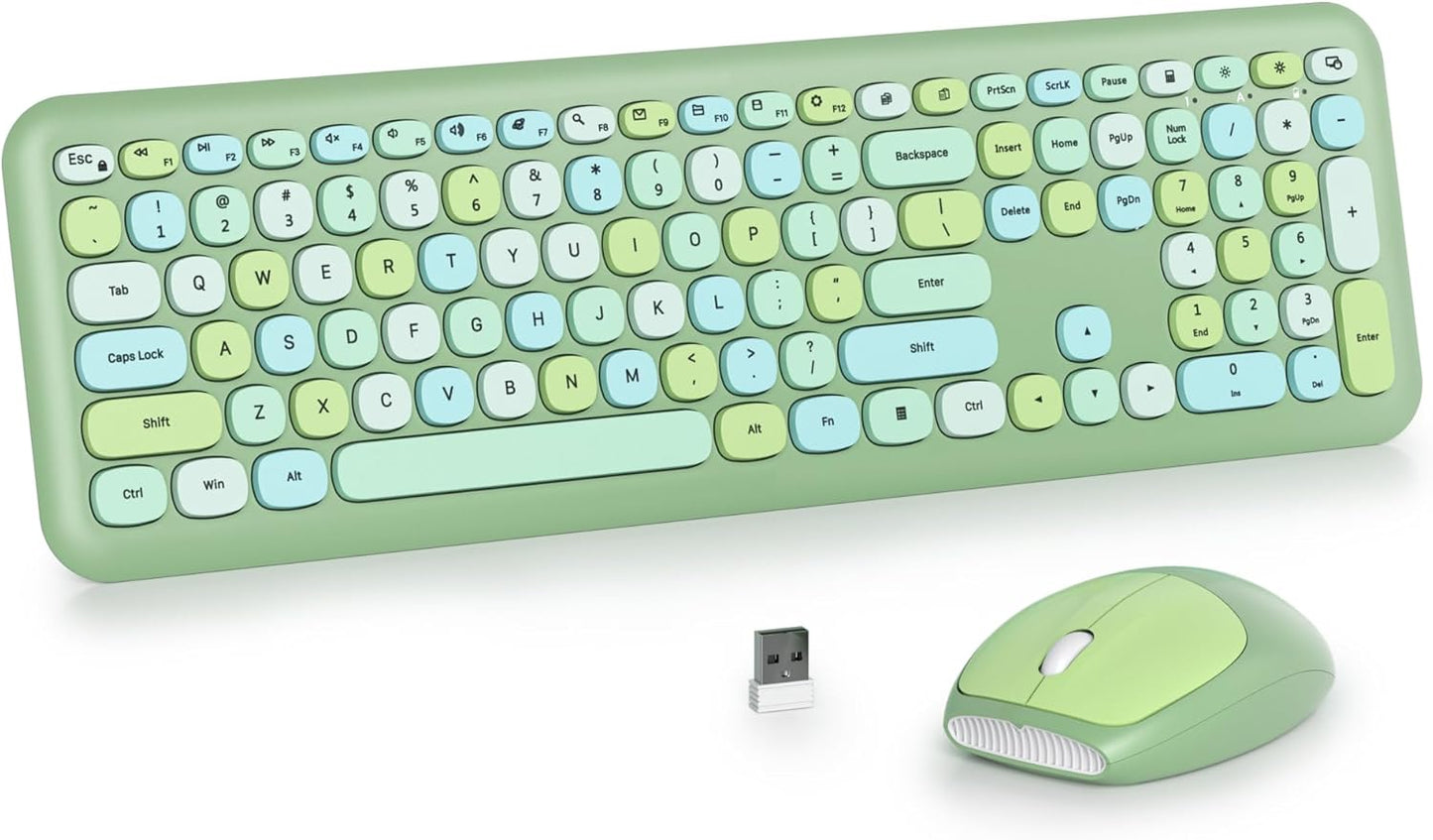 Wireless Typewriter Keyboard and Mouse Combo Retro 104 Key Set