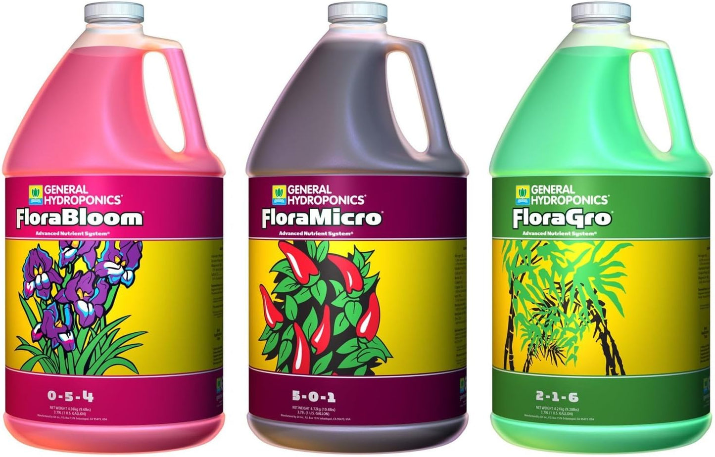 General Hydroponics Flora Grow Bloom Micro Fertilizer Combo Pack