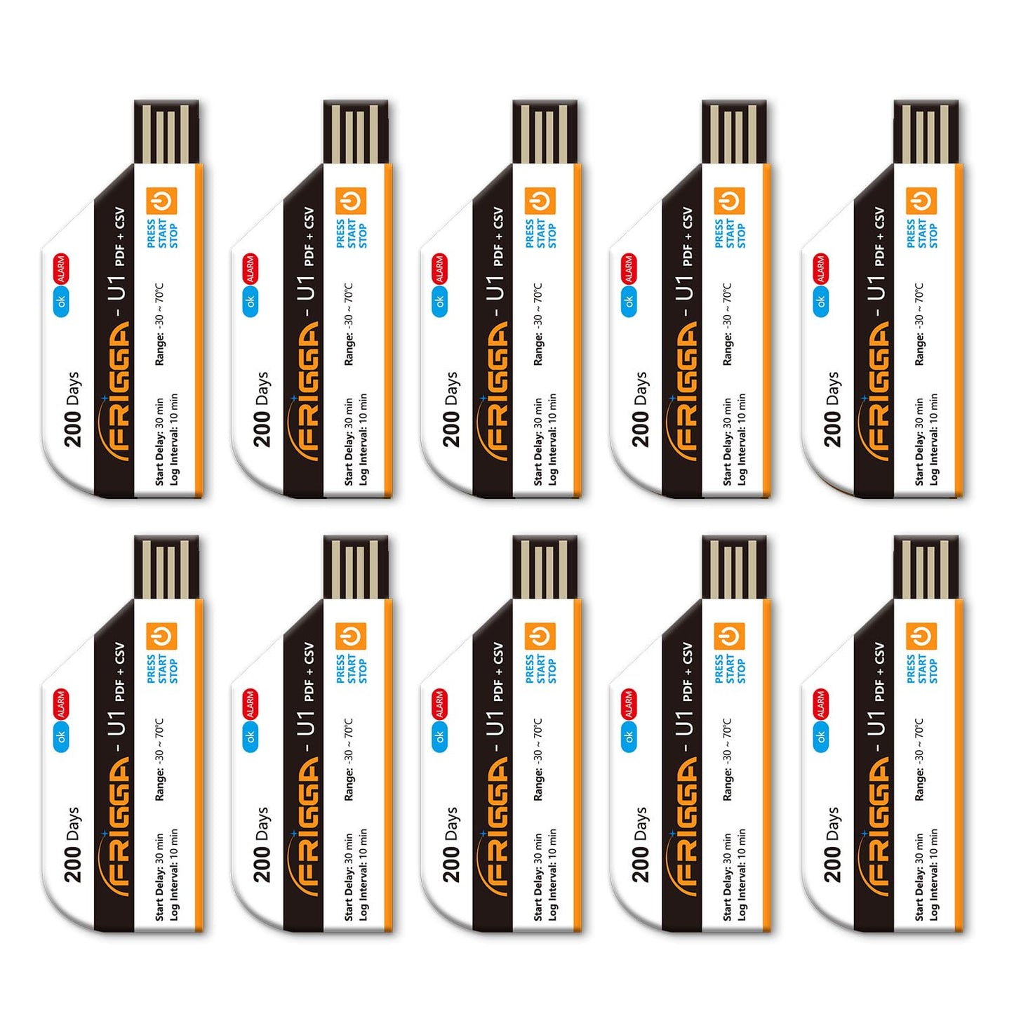 Frigga Temperature Data Logger 10 Pack for Accurate Monitoring
