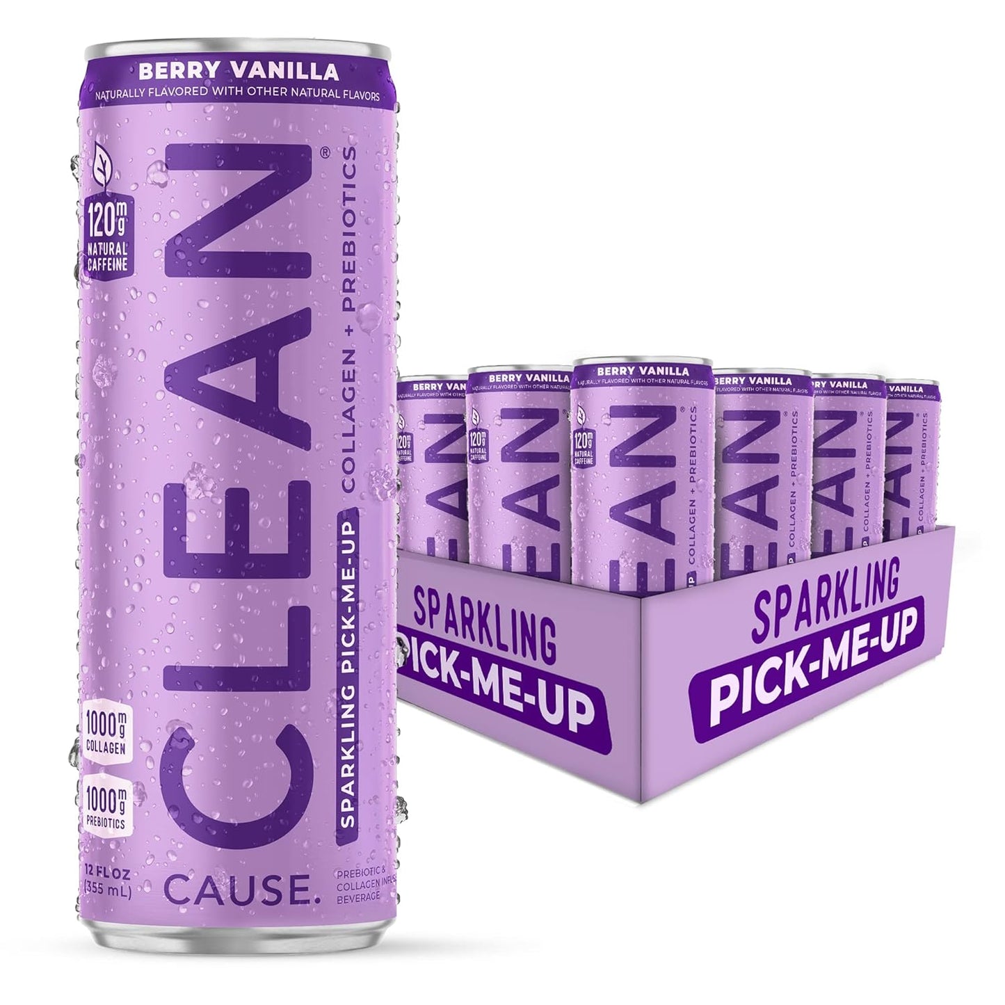 CLEAN Cause Berry Vanilla Sparkling Pick-Me-Up with Prebiotics