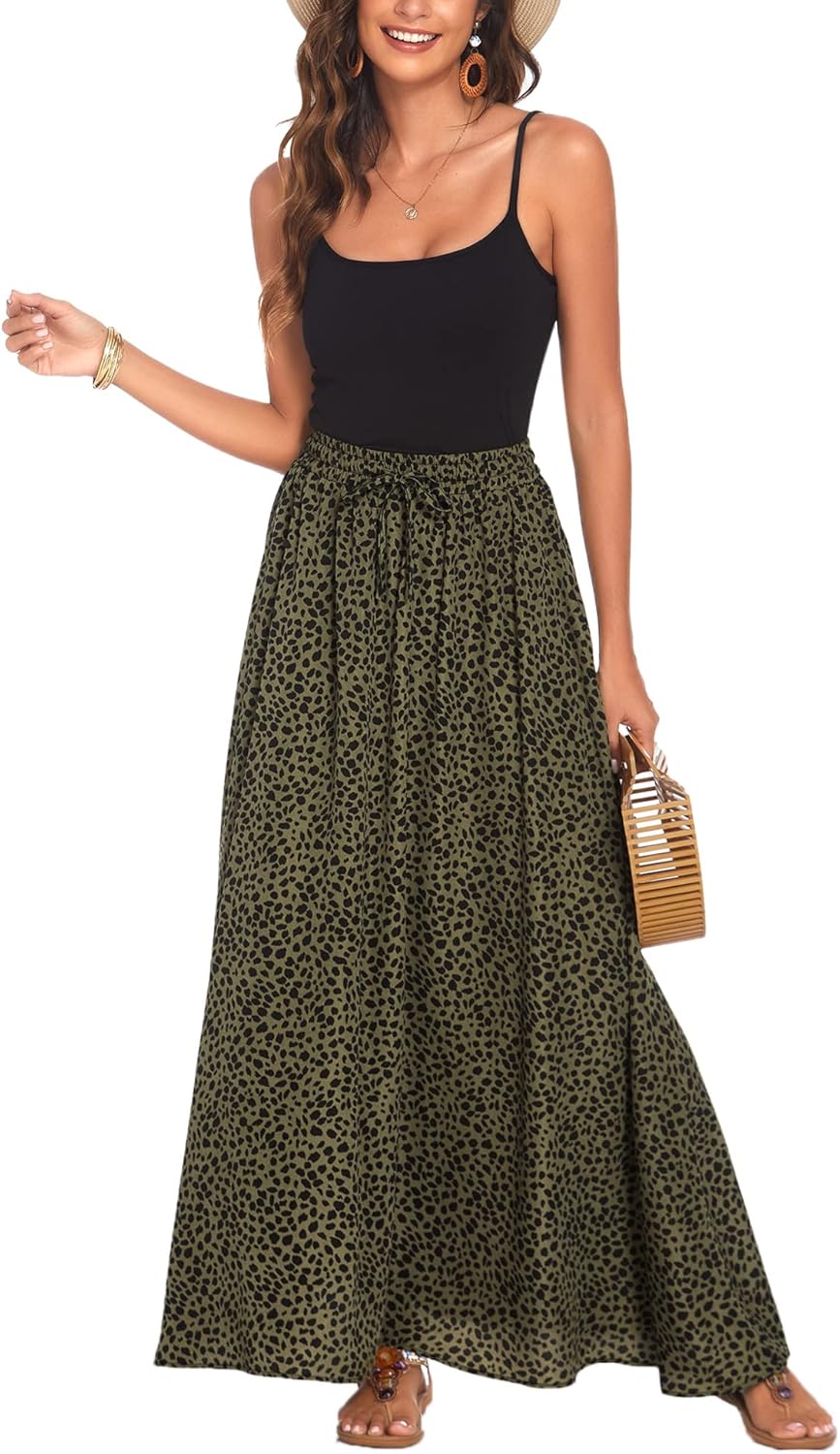 Bluetime Women Flowy Long Skirts for Summer Beach Style