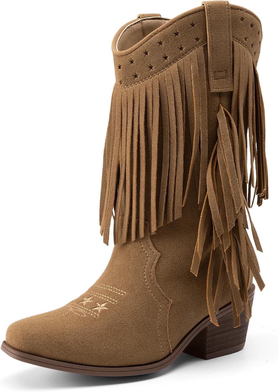 DREAM PAIRS Girls Cowboy Boots with Tassel Fringe for Fun
