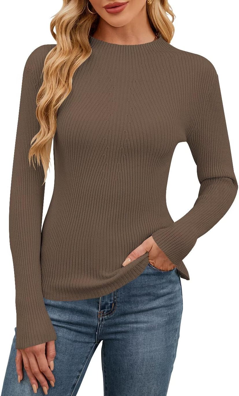 QACOHU Womens Fall Long Sleeve Ribbed Knit Sweater for Style