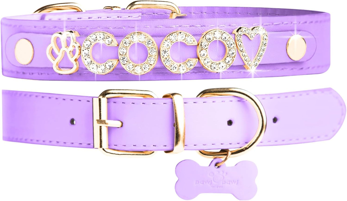 Custom Dog Collar with Gold-Plated Initials for Large Dogs