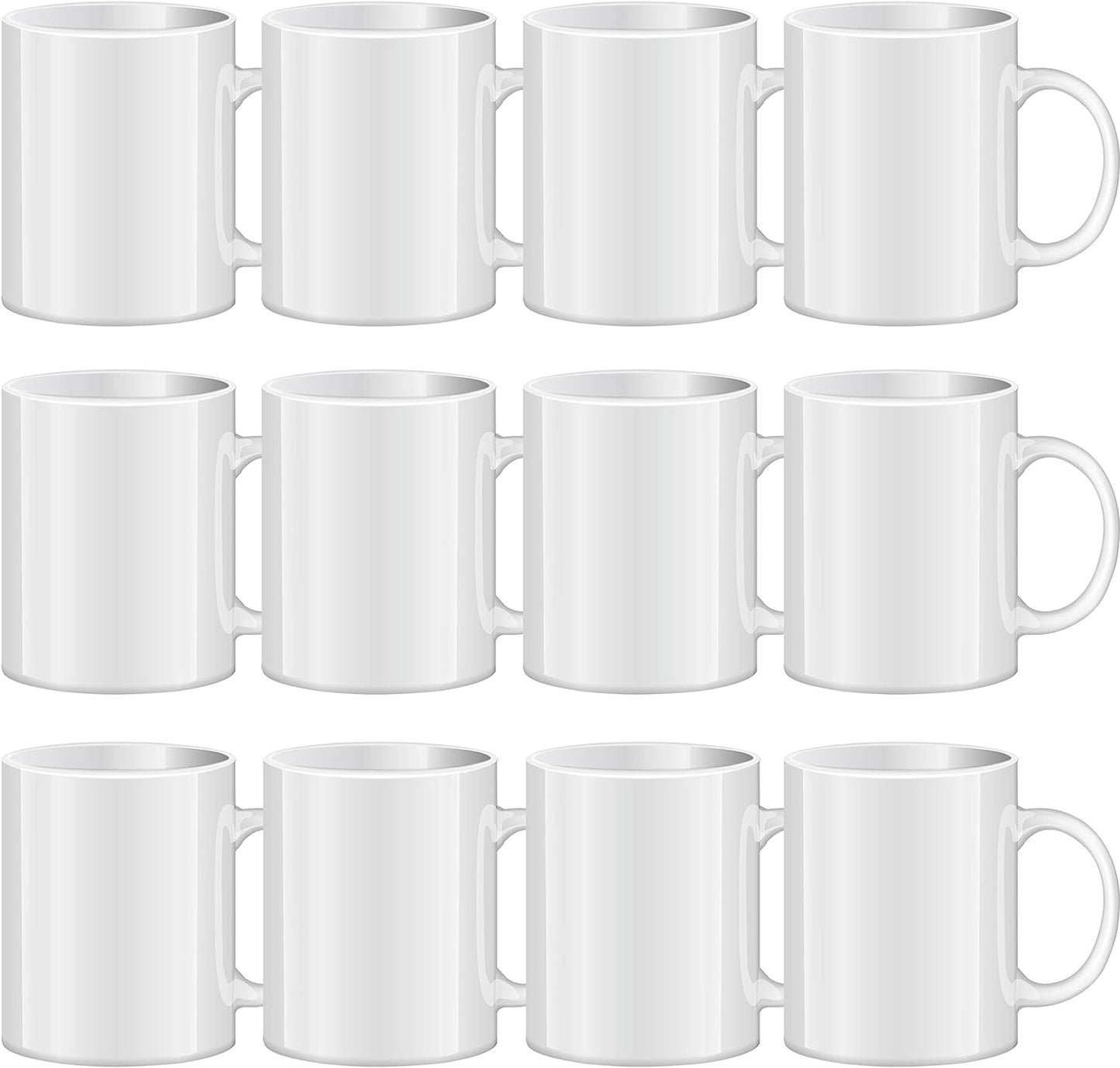 TANGLONG Sublimation Mugs Set - Blank White Ceramic Cups for All Beverages 11 oz x12