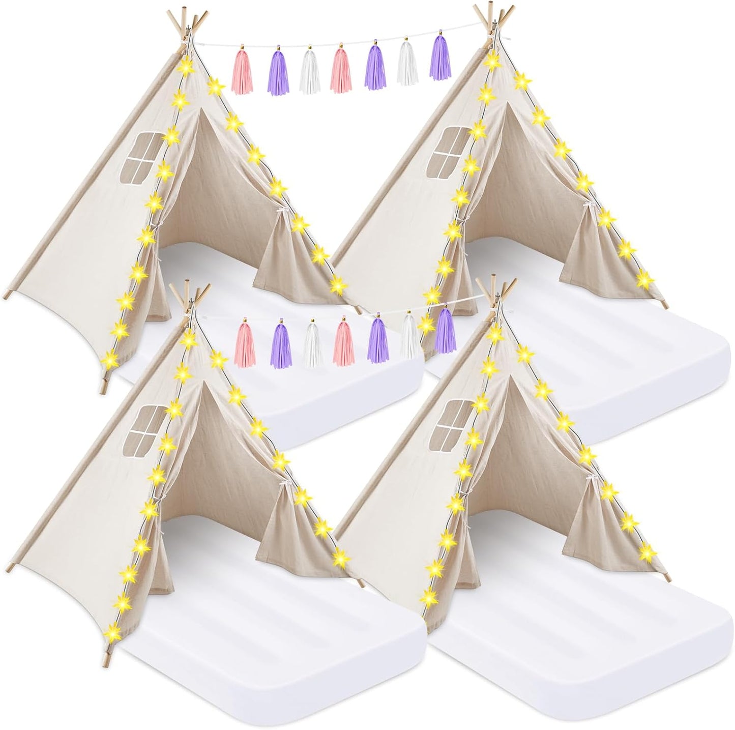 PLULON Kids Teepee Slumber Set: Airbed Included