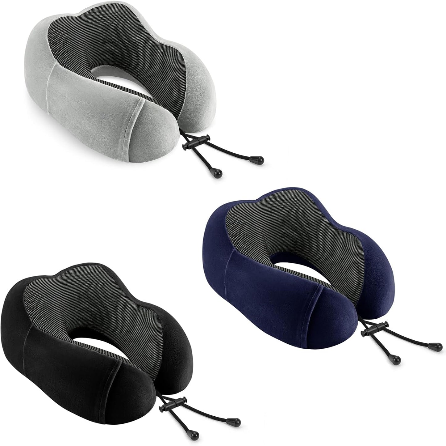 Travel Pillow for Airplane - 3 Pack Memory Foam Neck Pillows