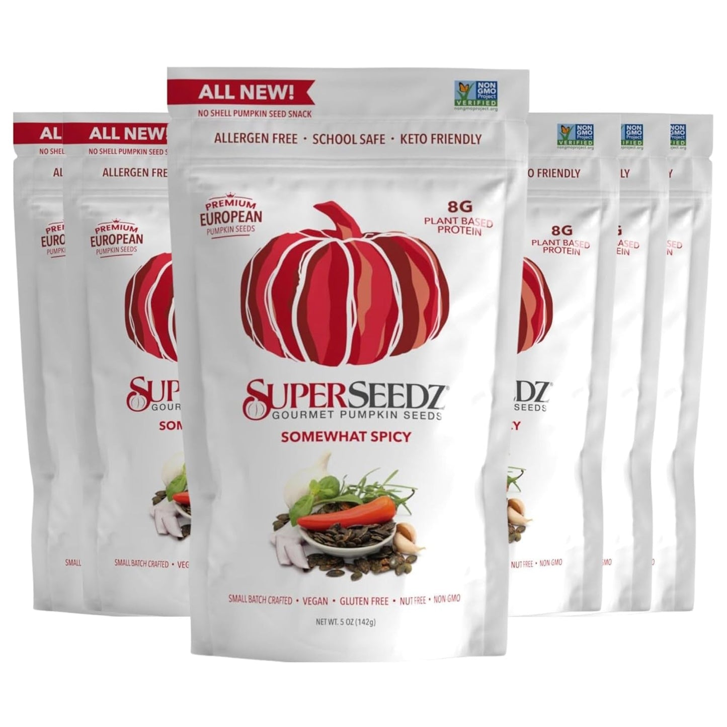 SuperSeedz Dry Roasted Pumpkin Seeds - Somewhat Spicy Pepitas