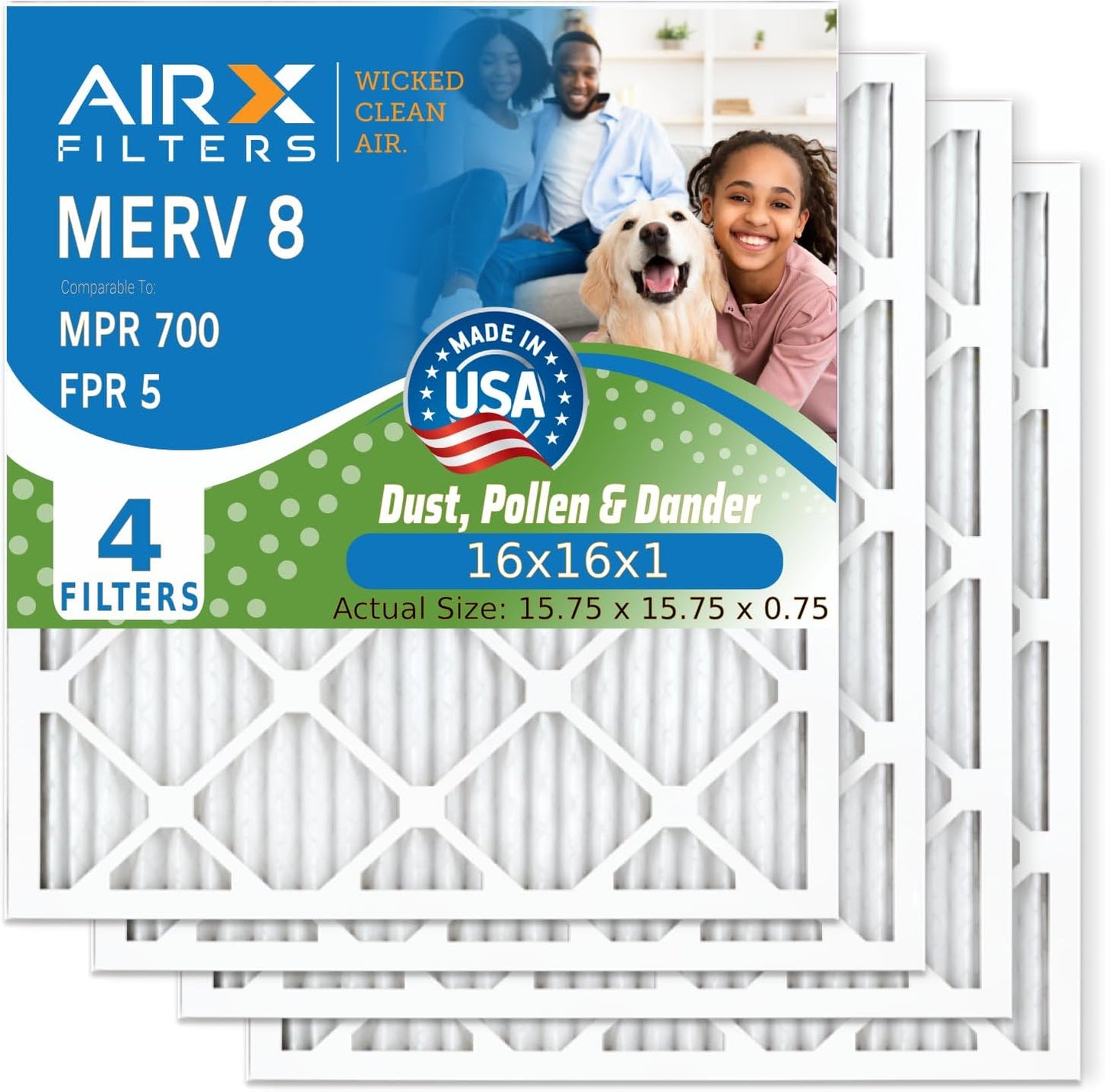 4-Pack MERV 8 Air Filter Set by AIRxFilters: WICKED CLEAN AIR!