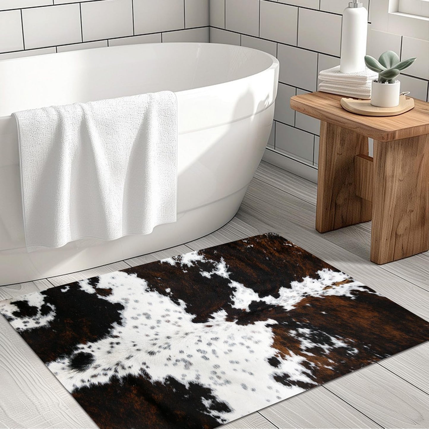 Cowhide Cow Print Bath Mat - Stylish Non-Slip Rug for Home