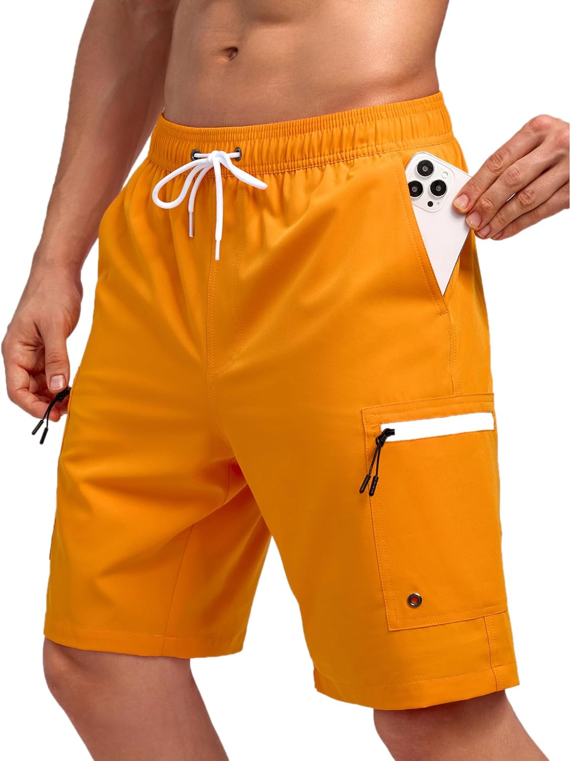 Mens Swim Trunks with Compression Liner and Zipper Pockets