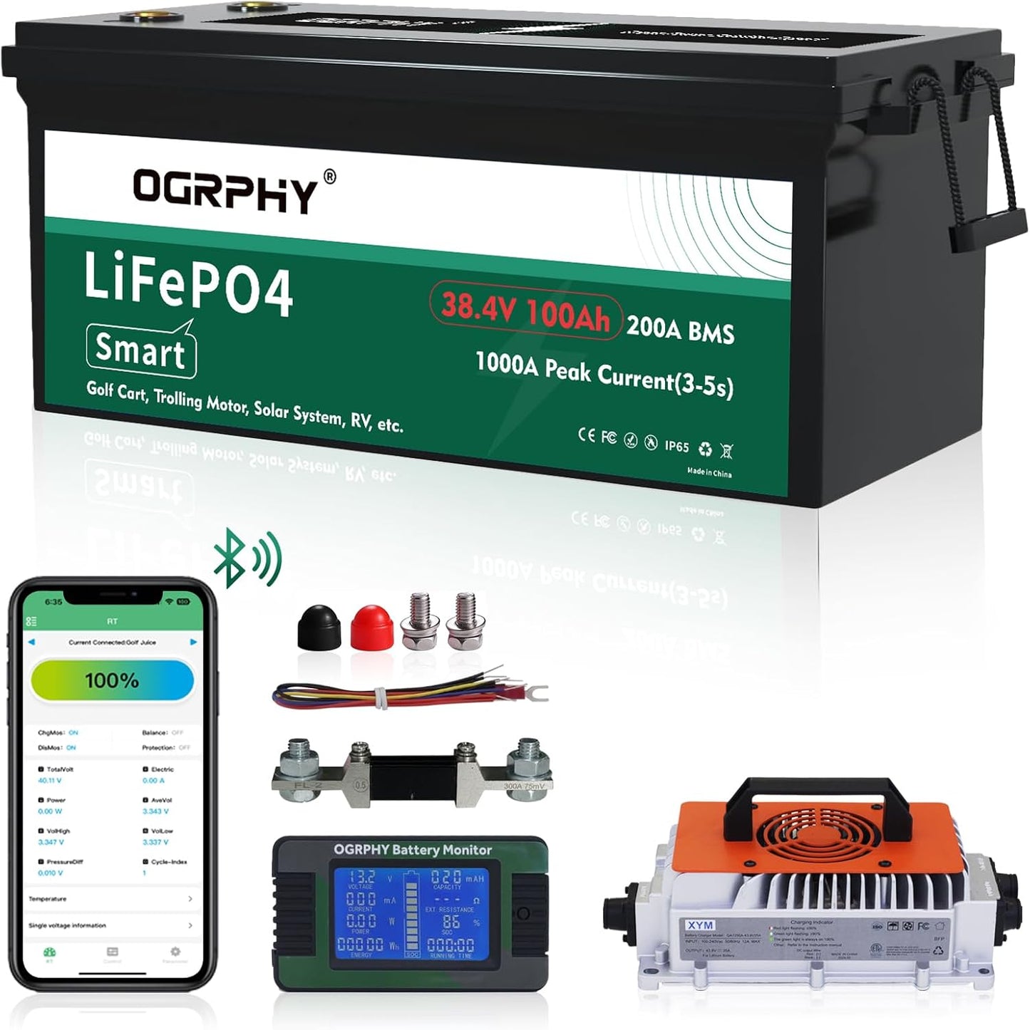 36V Lithium Battery with 200A BMS for Golf Cart and More