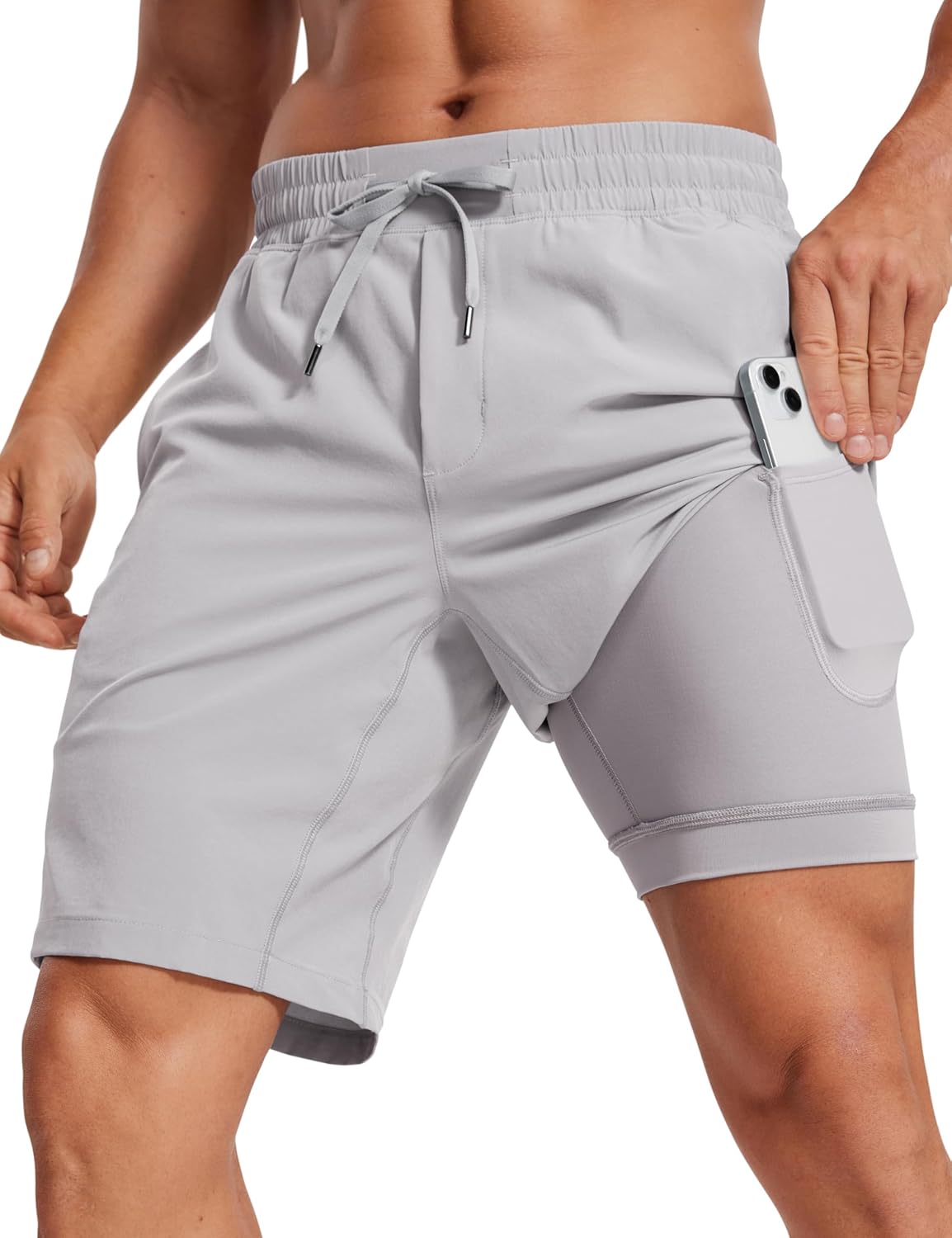 CRZ YOGA Men's 2 in 1 Running Shorts - Quick Dry Athletic Wear