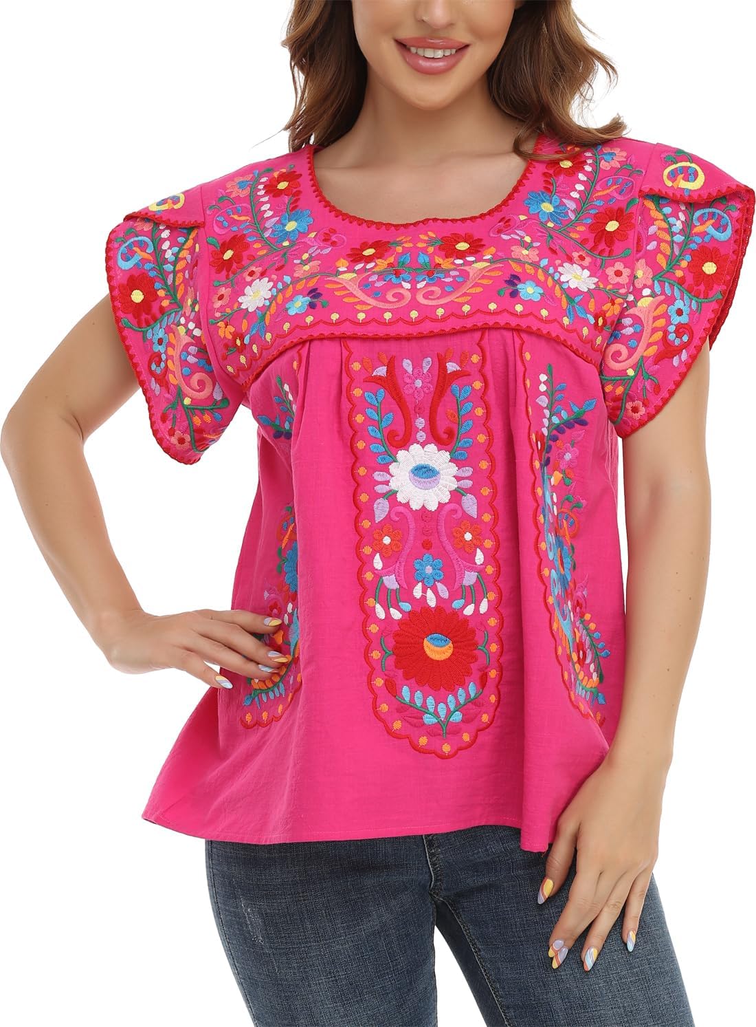 Mexican Shirts for Women: Embroidered Summer Tunic Blouse