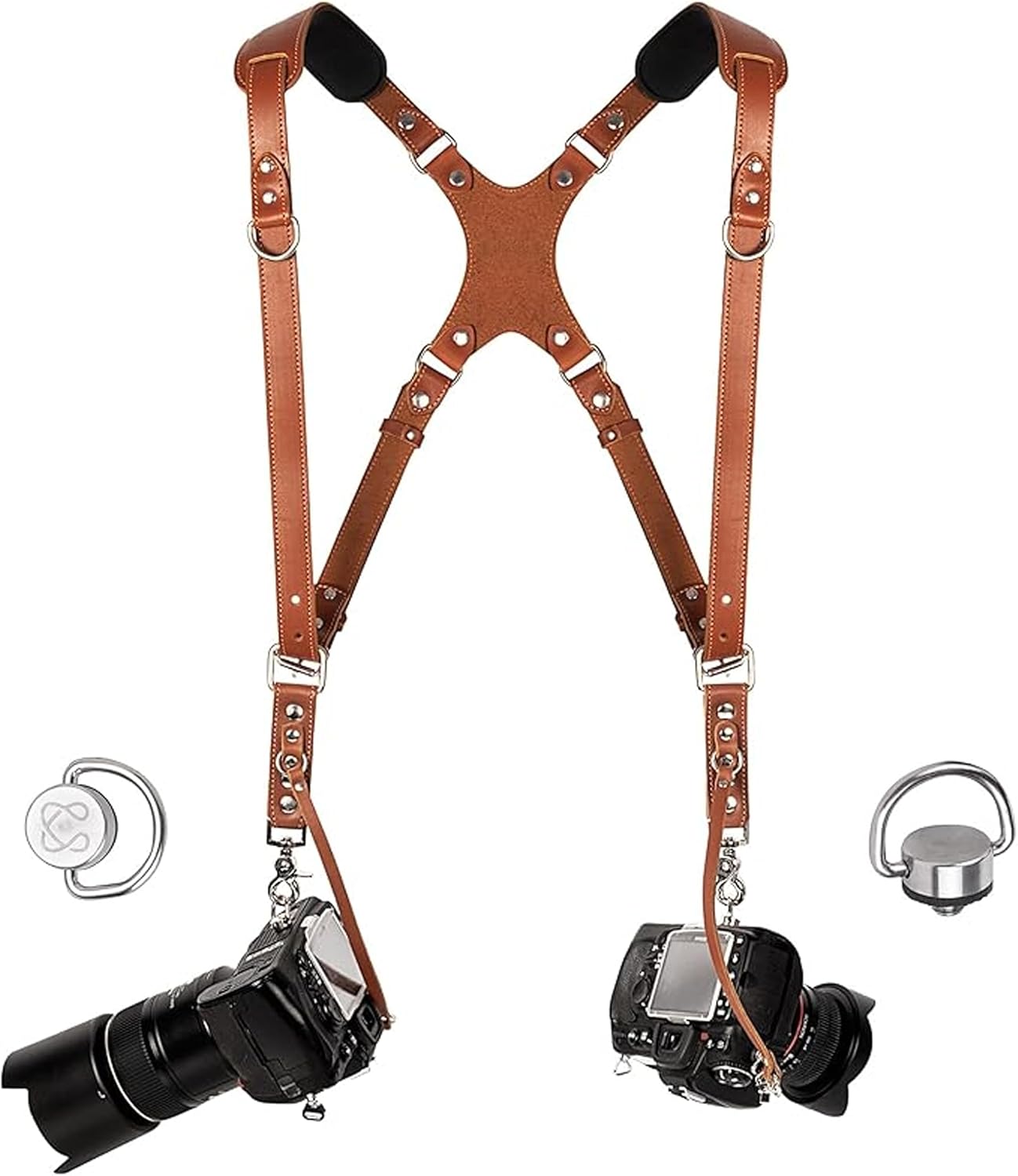 C Coiro Dual Shoulder Leather Camera Harness for Photographers