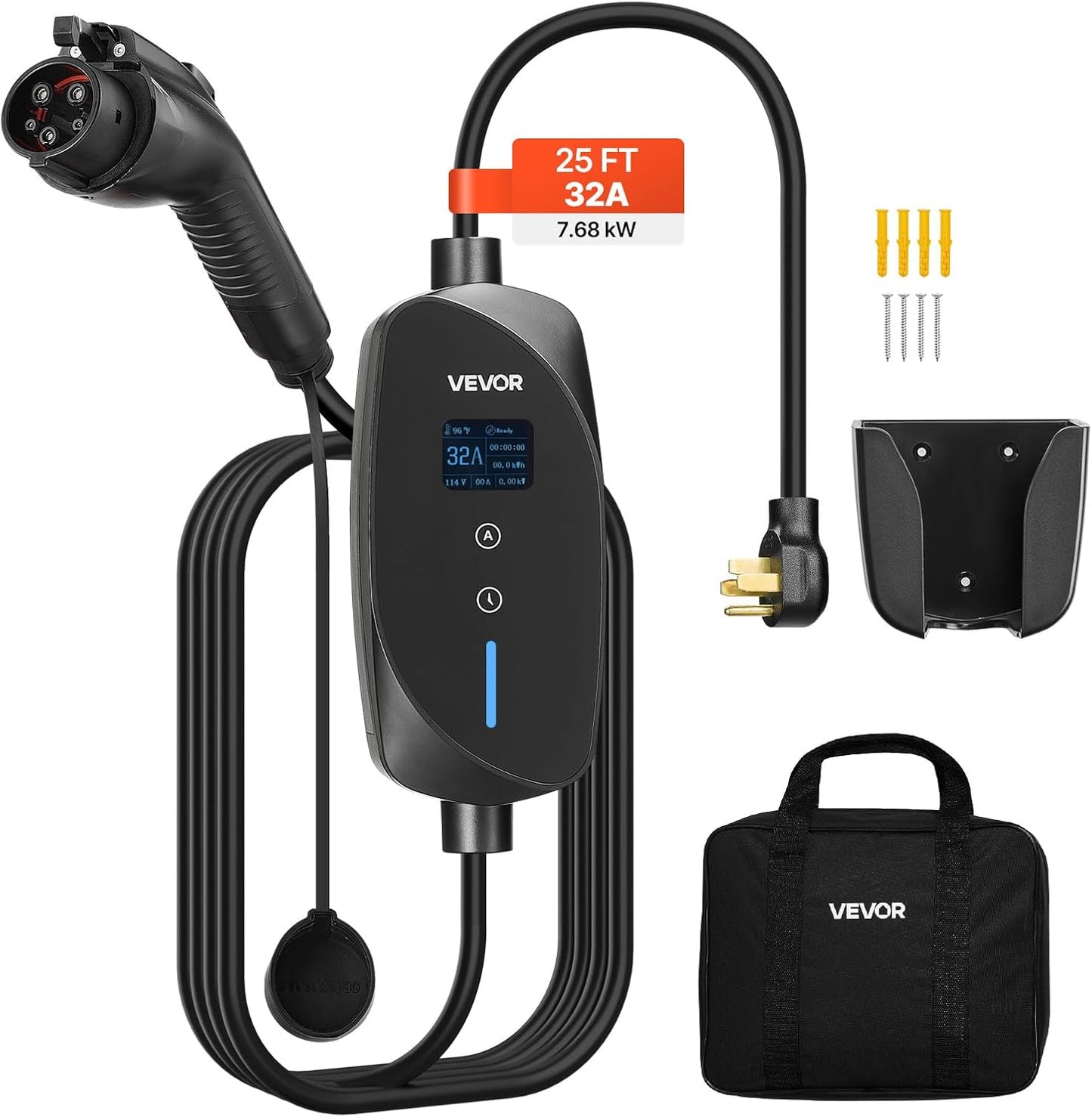 VEVOR Level 2 EV Charger with 25 ft Cable for Home Charging