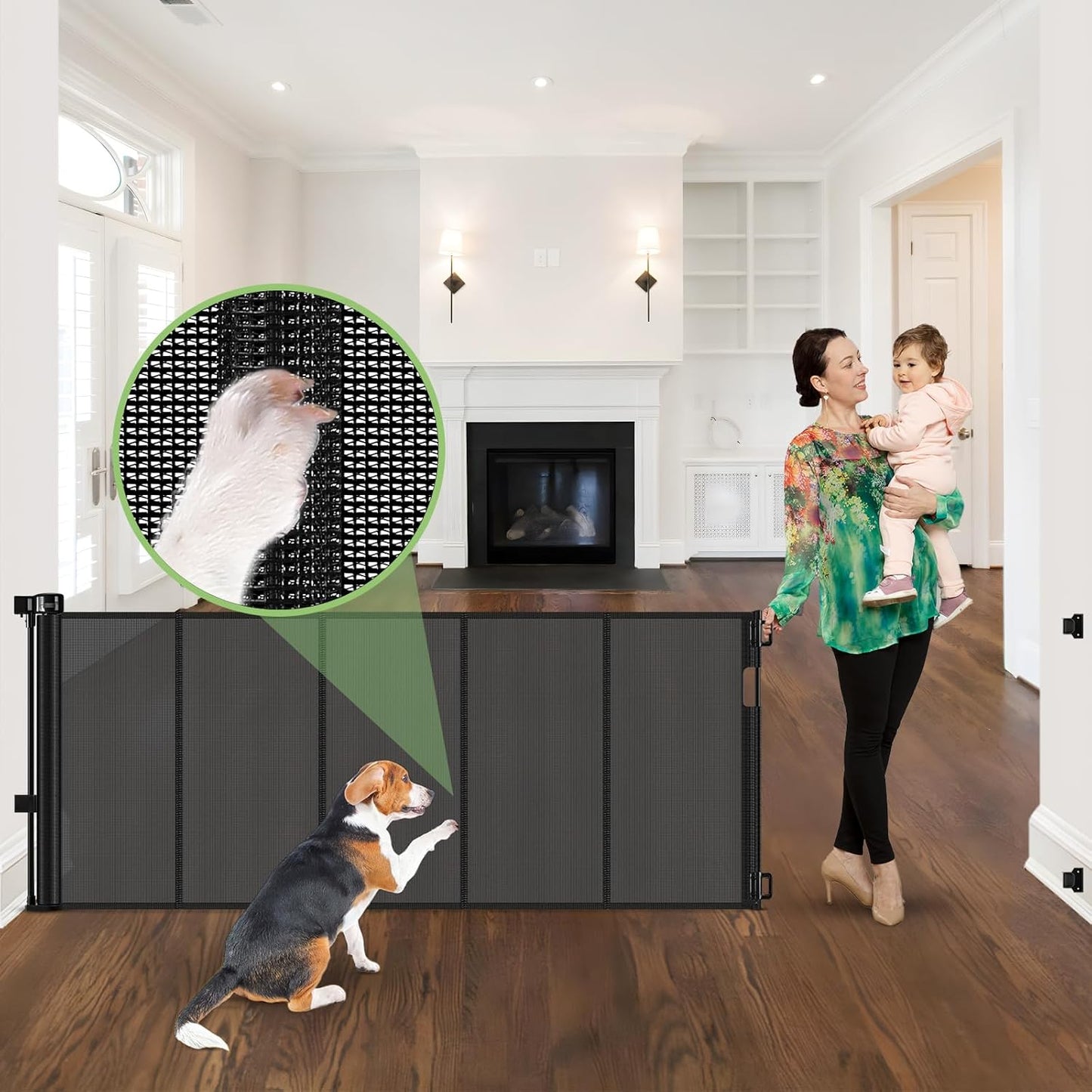 96 Inch Wide Reinforced Retractable Baby Gate for Safety
