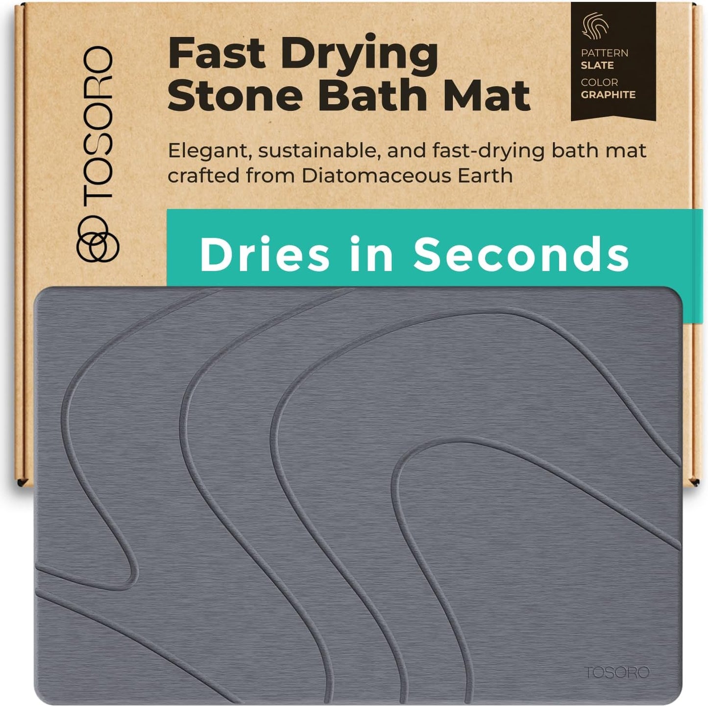 Diatomaceous Earth Non-Slip Stone Bath Mat for Modern Bathrooms