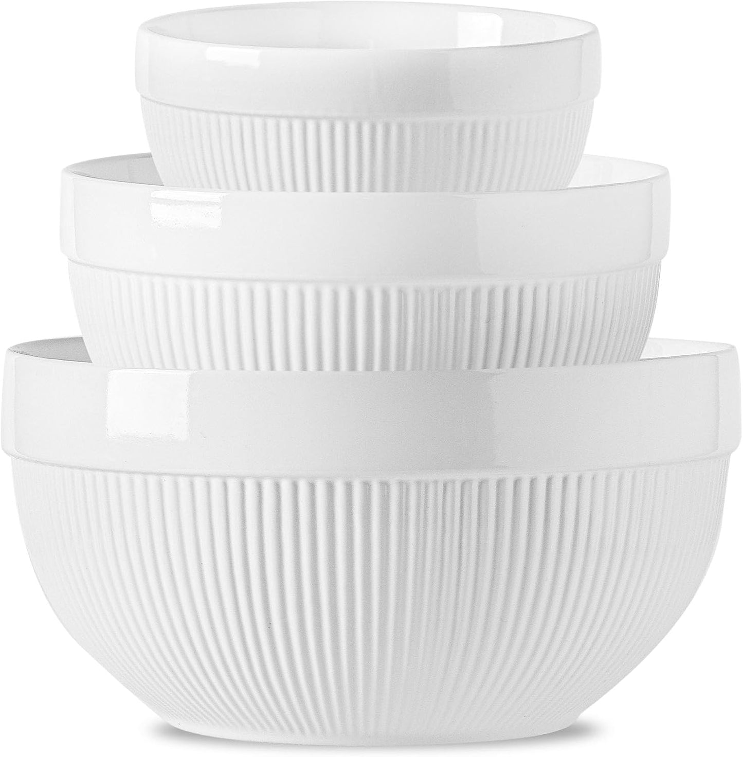 Large Ceramic Mixing Bowls Set of 3 for Baking and Cooking