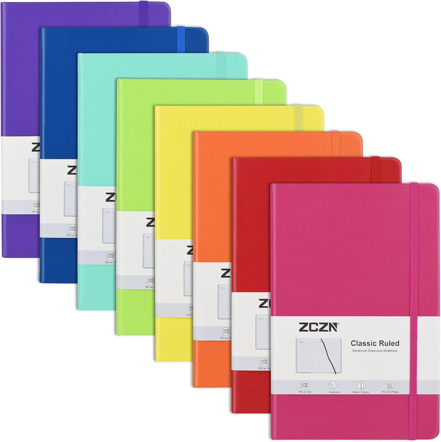 ZCZN 8 Pack Hardcover Journal Notebooks for Writing and Notes