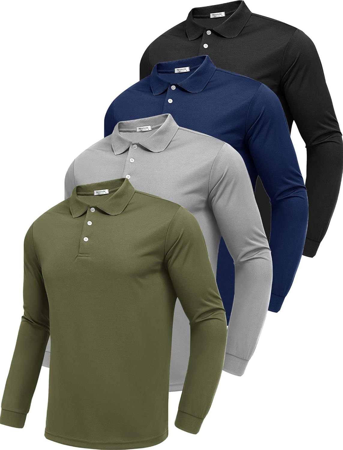 PINSPARK Long Sleeve Polo Shirts for Men - Quick Dry & Breathable