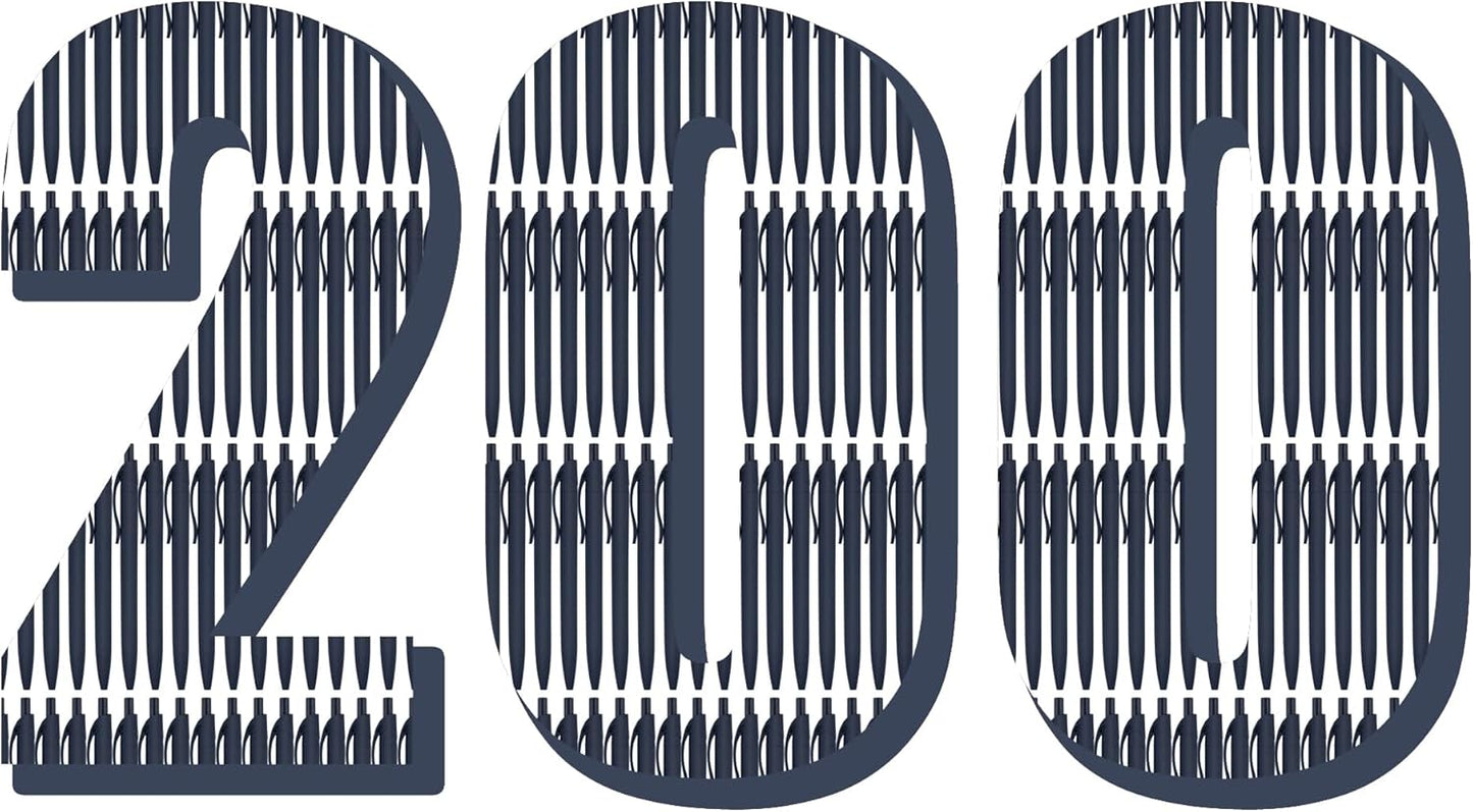 Deegtran 200 Pack No Bleed Blue Barrel Click Pens for Smooth Writing