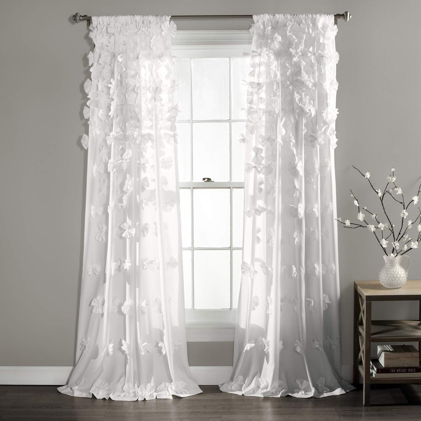 Riley Light Filtering Window Curtain Panel - Cute Bow Decor