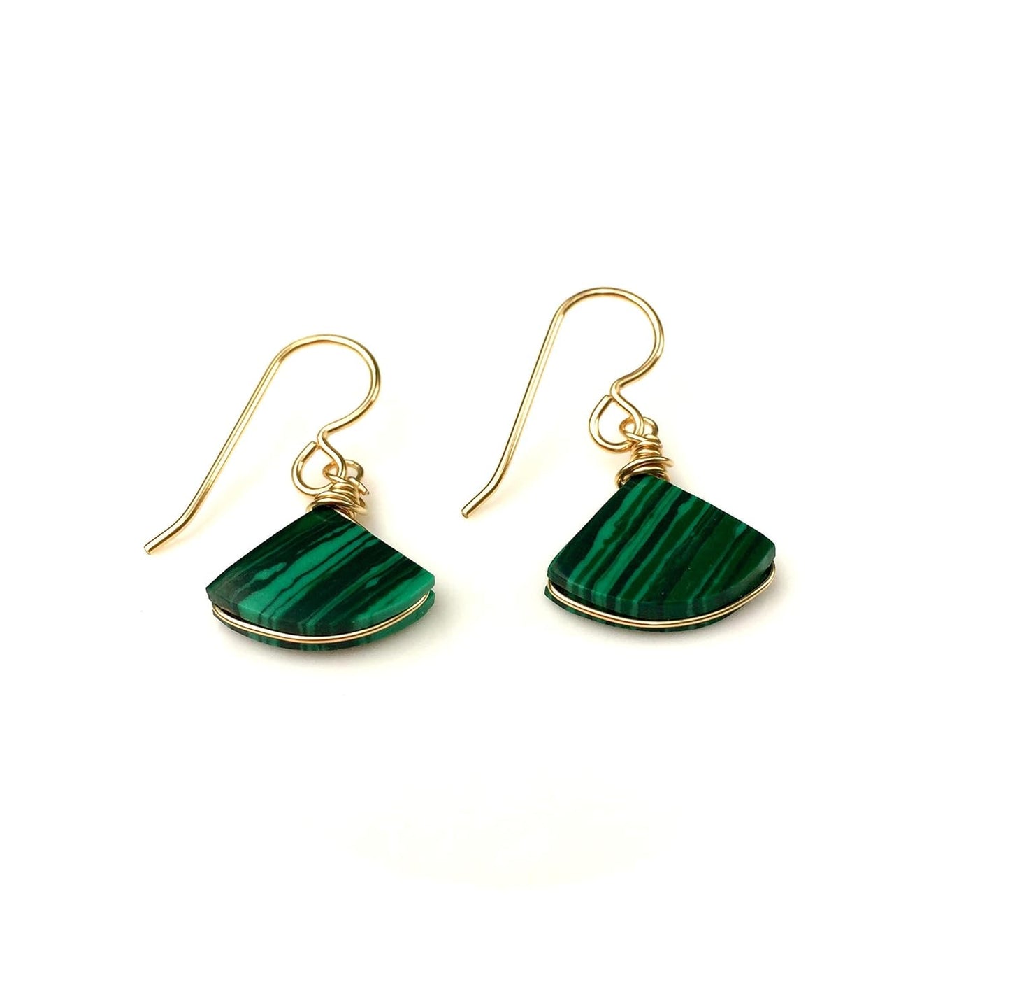 Handmade Malachite Triangle Drop Earrings for Elegant Style