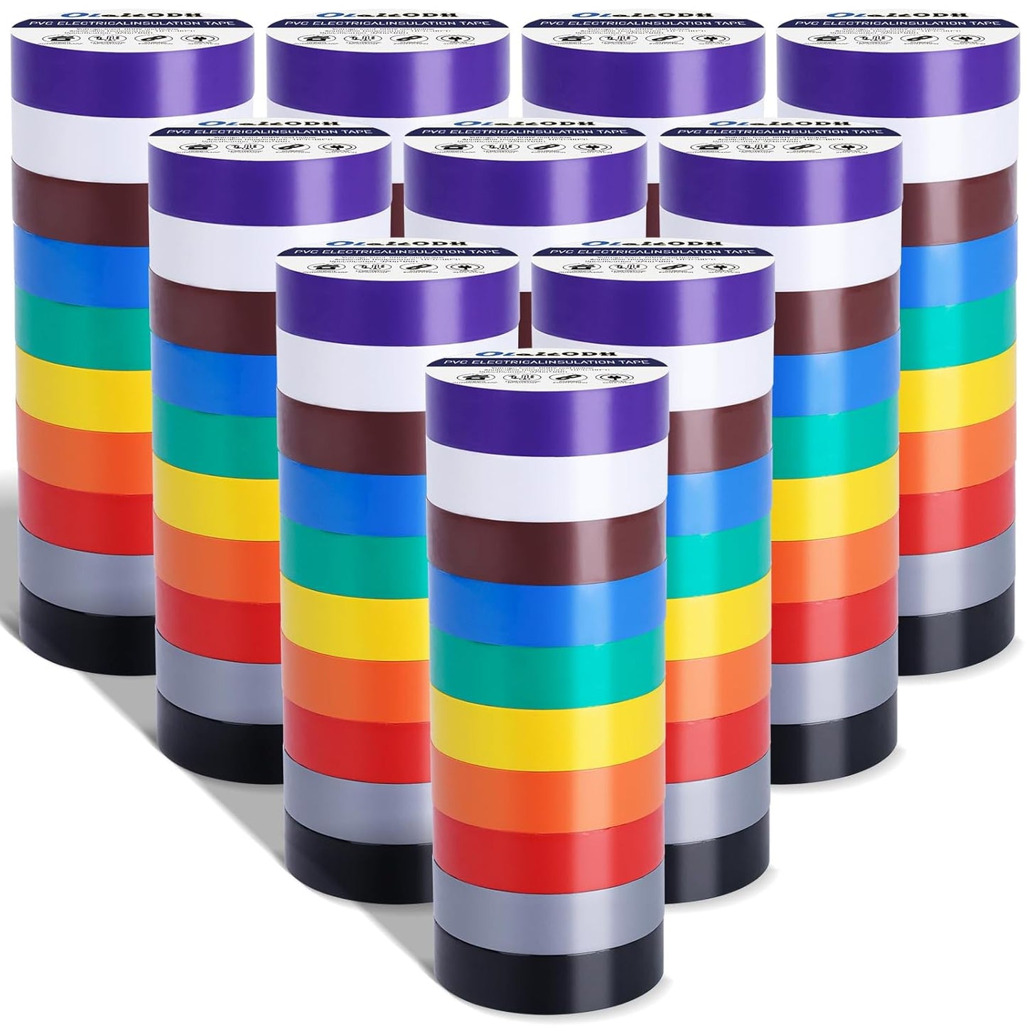 100 Rolls Colored Electrical Tape for Insulation and Protection