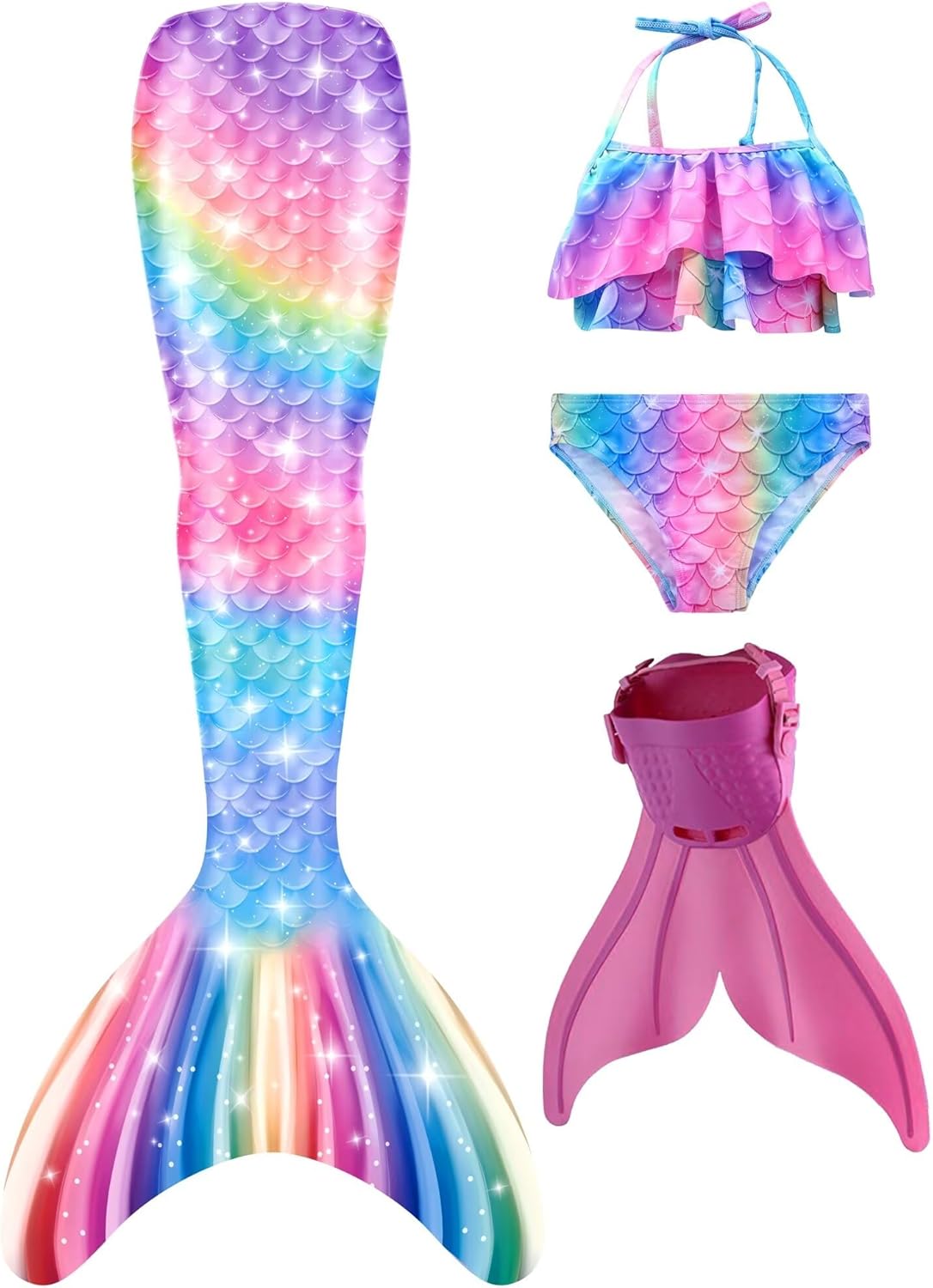 Superband Mermaid Costume Girls Swimsuits with Monofin Set