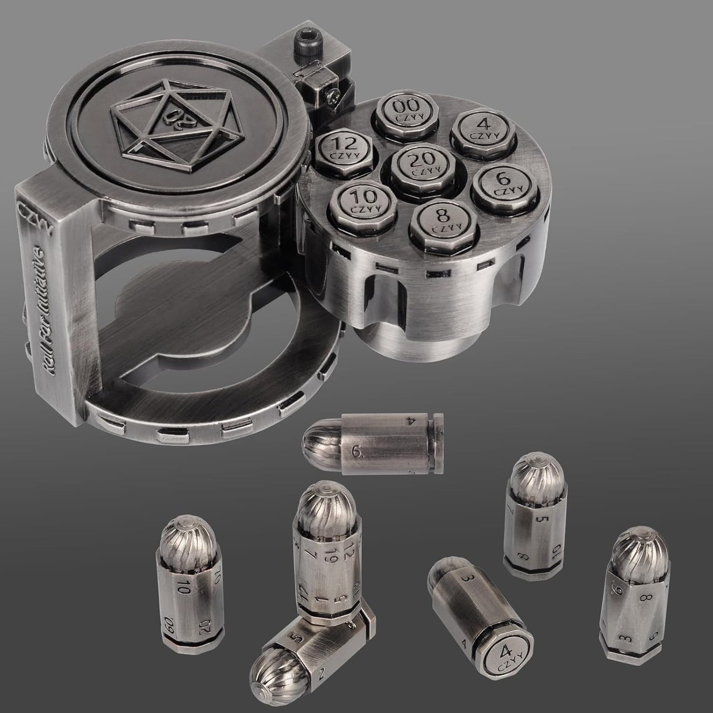 Metal Polyhedral Bullet Dice Set for D&D and Sci-Fi Games