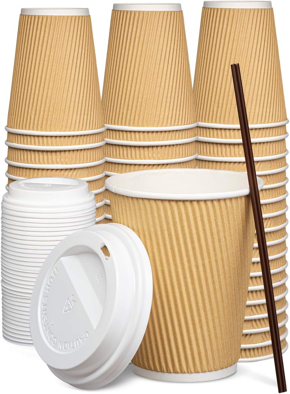 GUSTO Insulated Ripple Hot Cups 12 oz. - 100 Count
