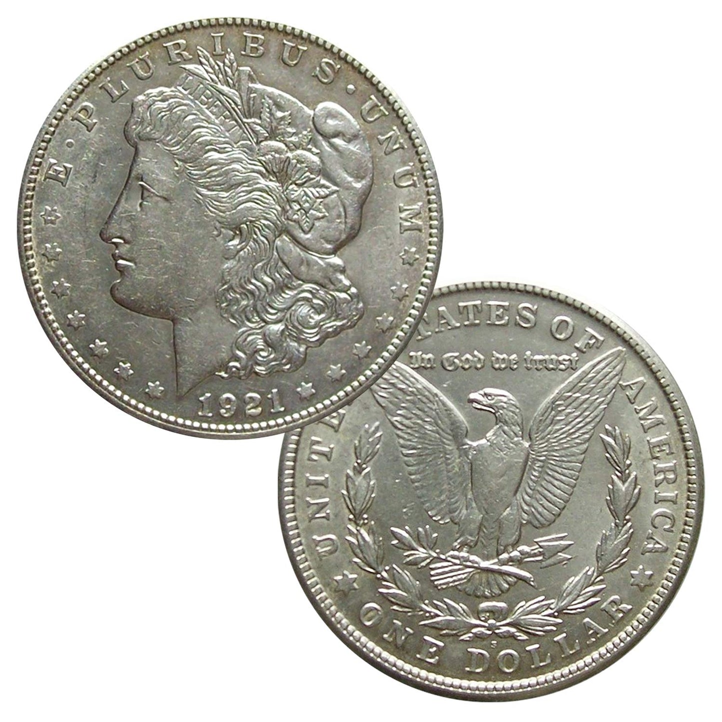 USA 1921 Morgan Dollar Coin - 90% Silver AU Condition