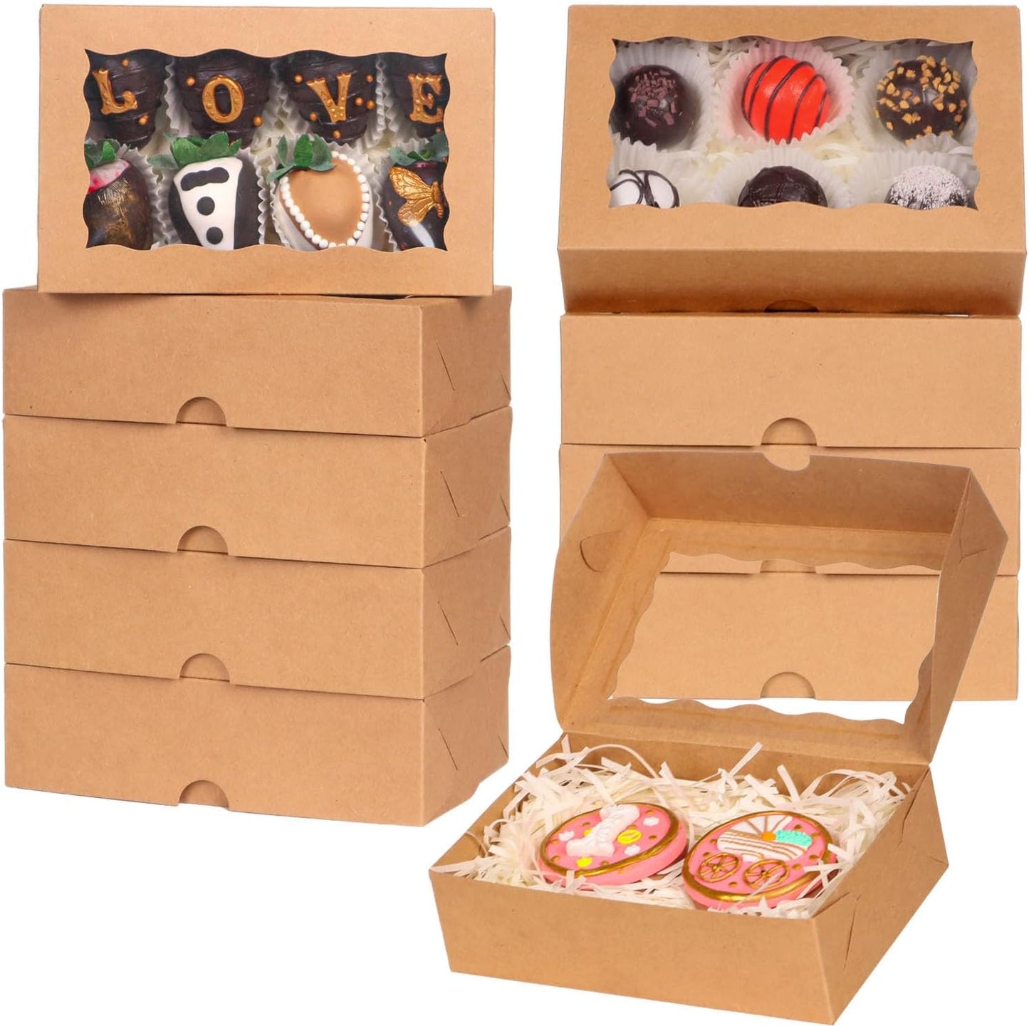 100pcs White Bakery Boxes with Window for Treats and Gifts