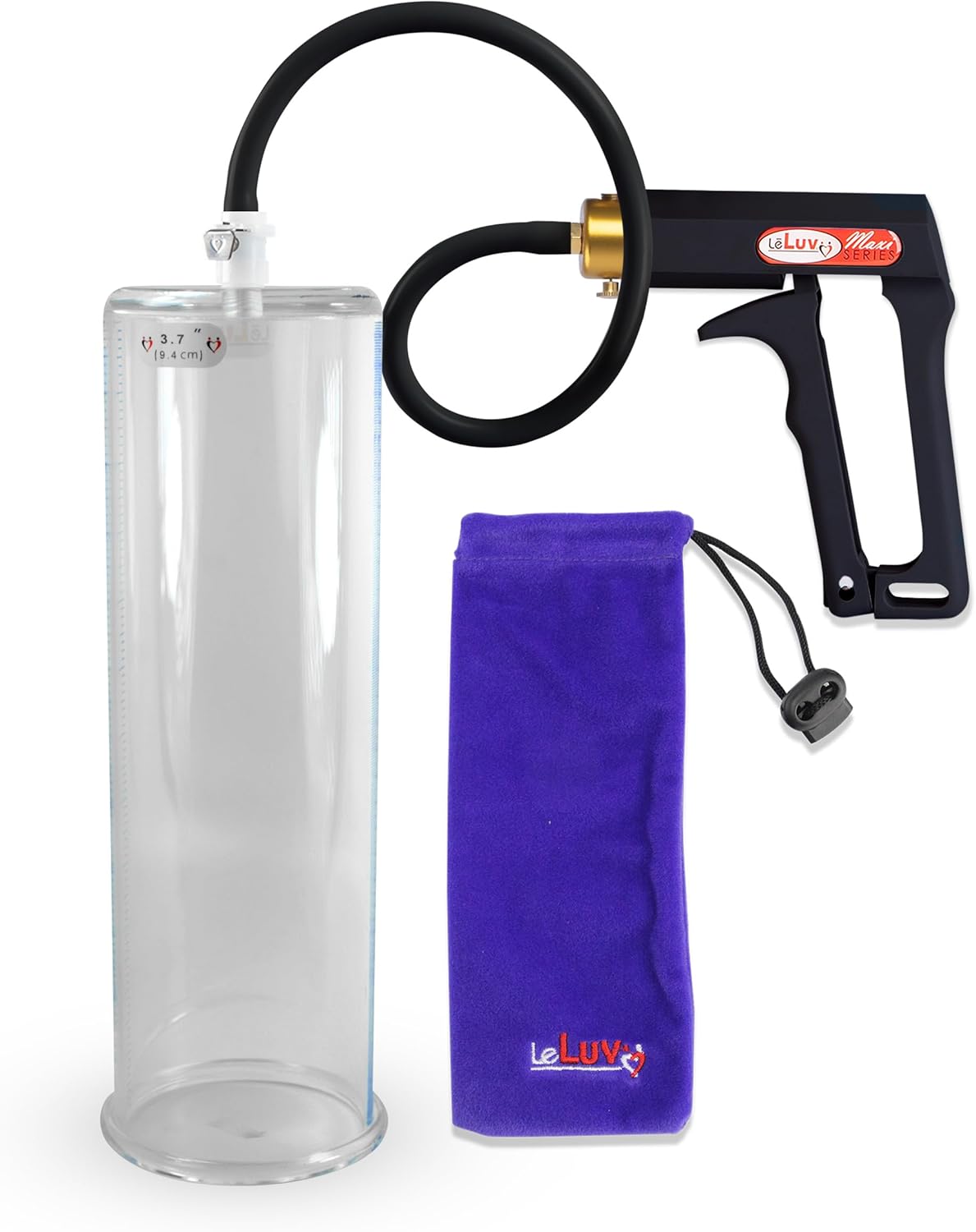 LeLuv Black Maxi Penis Pump with Premium Silicone Hose Kit