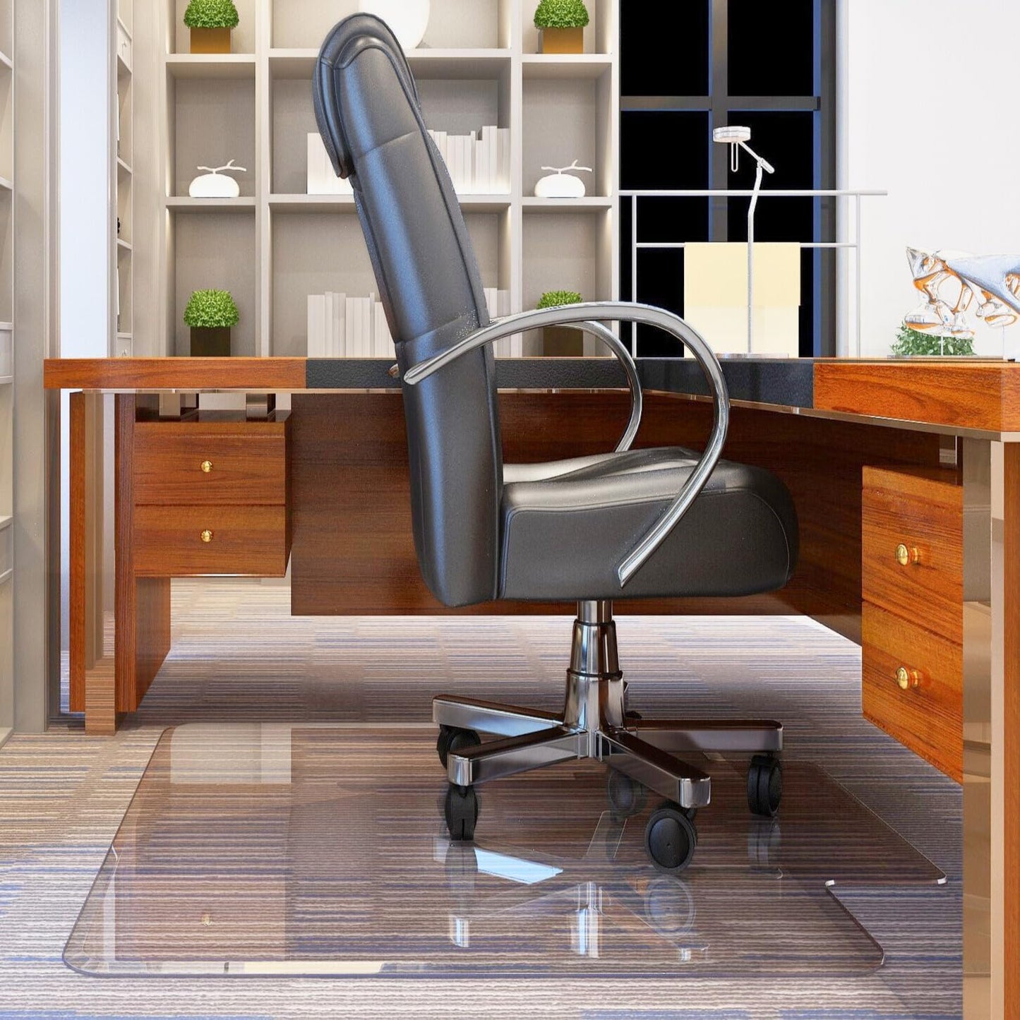 Exclusive Beveled Edge Glass Chair Mat for Smooth Glide