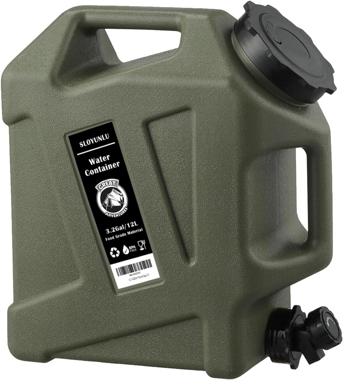 3.2 Gallon Water Jug with Spigot for Camping and Outdoor Use