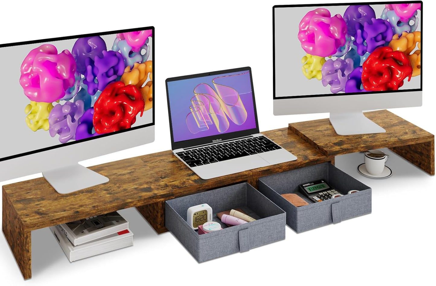 TEAMIX Dual Monitor Stand Riser for Adjustable Workspace Comfort