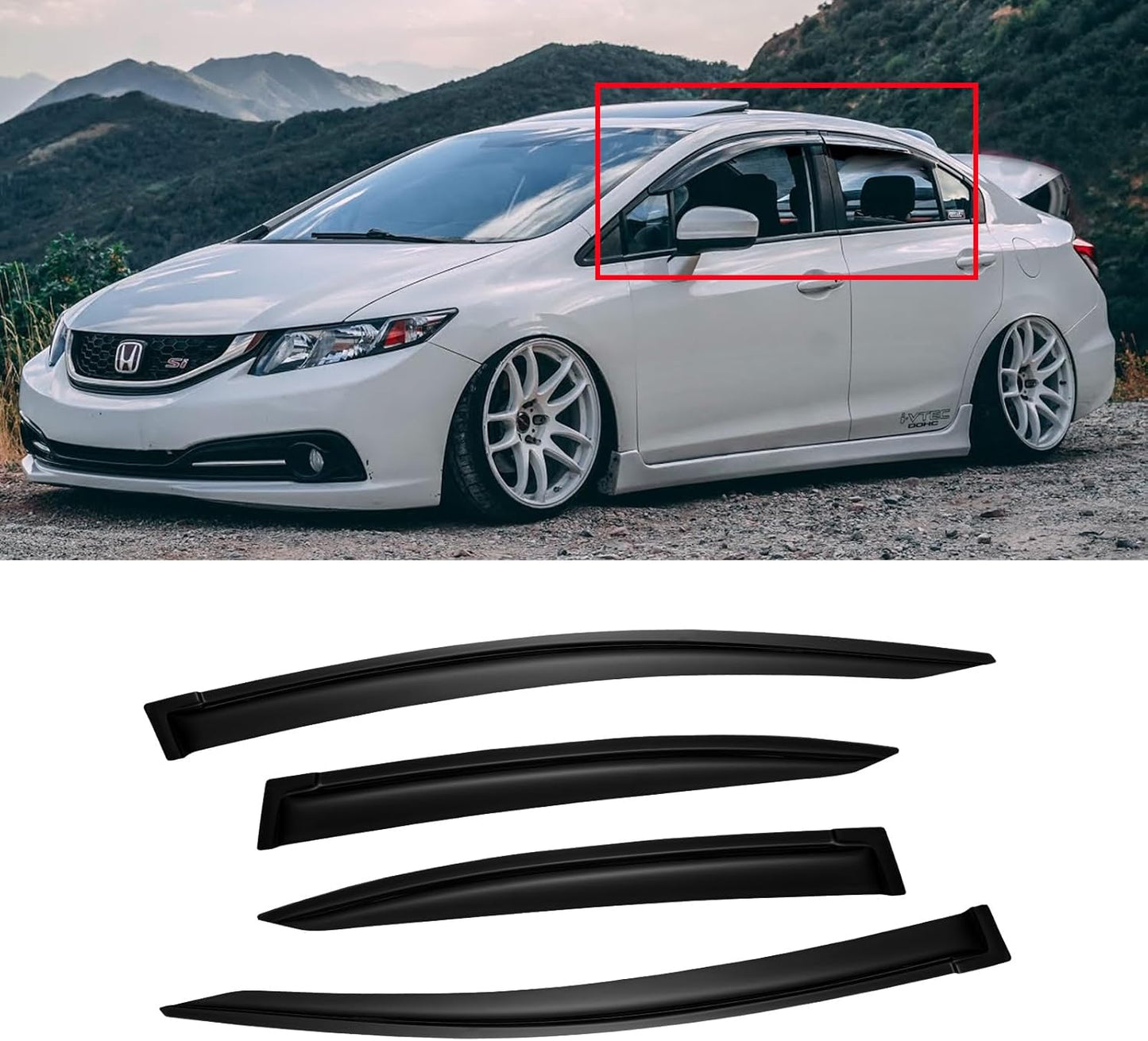 Window Visors for 2012-2015 Honda Civic Sedan - Durable Rain Guards